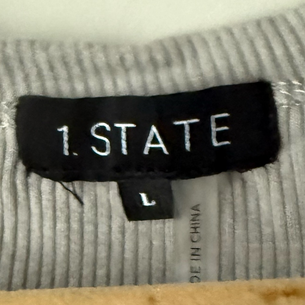 1STATE Gray Long Sleeve Ribbed Jersey Henley - Size Large - Picture 3 of 4